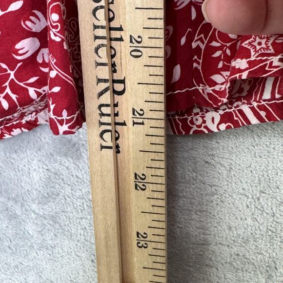 Tommy Hilfiger Skirt Womens 6 Red Paisley Boho A-Line Cotton Side Zip Summer - Picture 8 of 8